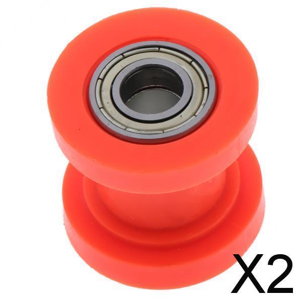2xMotorcycle 10mm Chain Roller Pulley Tensioner Wheel Guide for Cars Orange