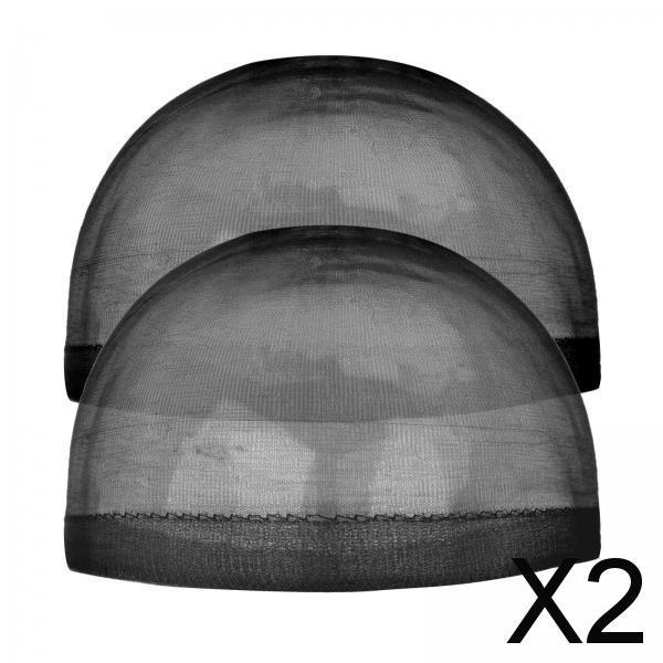 2xWig Cap Nylon Invisible Real Thin Bald Stocking Caps for Cosplay Women Black