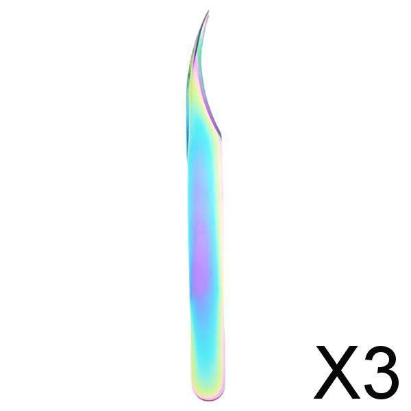 3xProfessional Eyelashes Tweezers Lashes Extension Stainless Steel Tweezers B