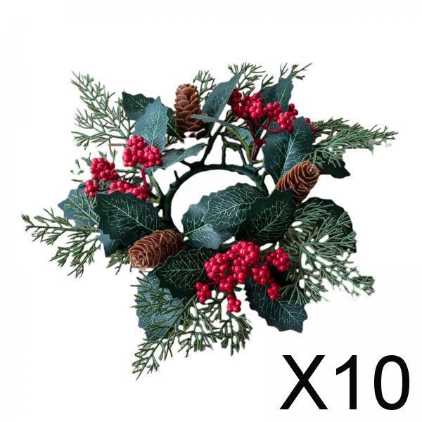 10xBerries Candle Garland Rings 11.02'' Pillar Candle Rings for Bar Wedding red