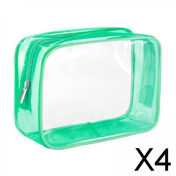 4xWaterproof Toiletry Bag Reusable Holder Container Beach Bag Clear Makeup Bag Green