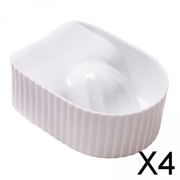 4xNail Soaking Bowl Nail Art Tool Manicure SPA Remover Acrylic for Home Salon White