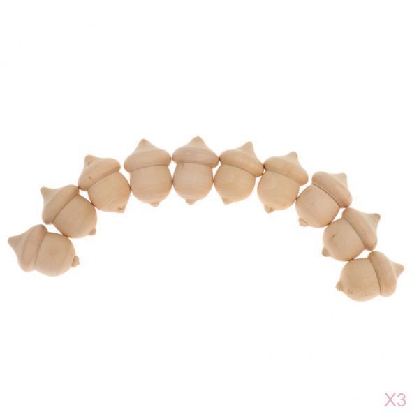 30pcs Novelty Waldorf Acorns DIY Unfinished Wood Craft Wedding Decoration