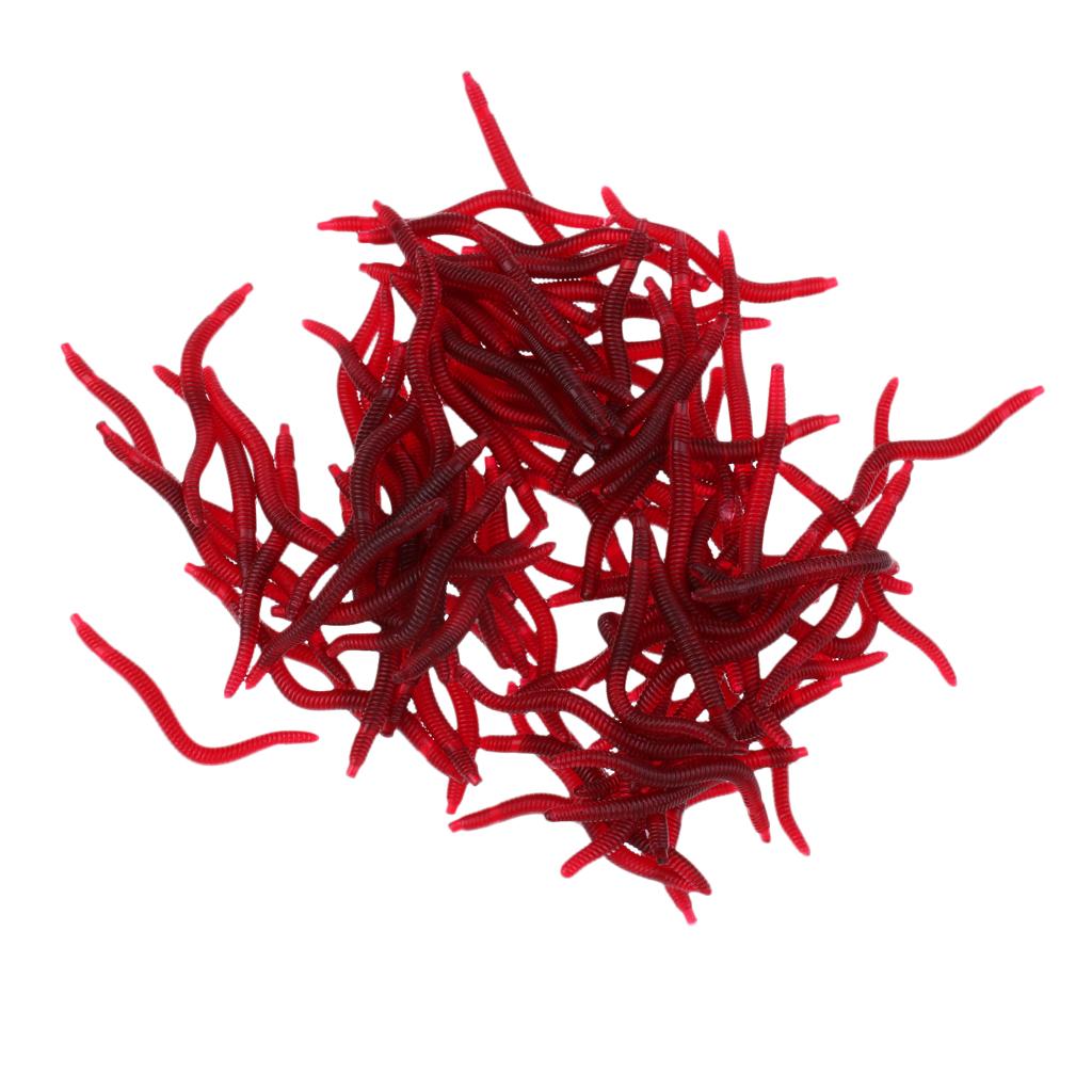 100pcs Fish Soft Earthworm Earth Worm Silicone Fishing Bait Lure Tackle