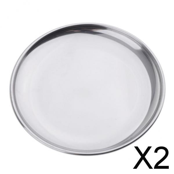 2xStainless Steel Round Plates 14CM