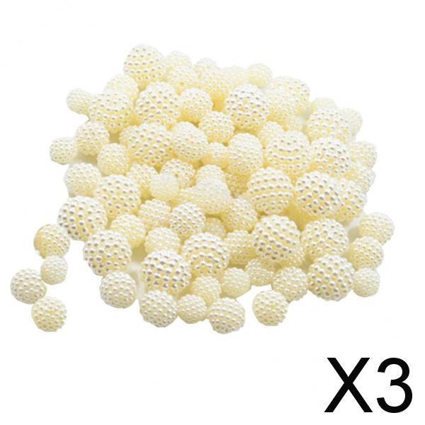 3x100pcs Bayberry Beads Round Loose Spacer Bead for Jewelry Making Mixed Sizes