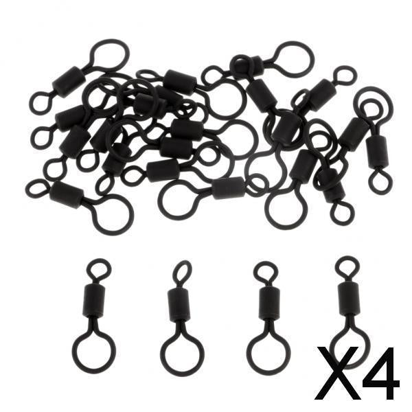 4x25pcs Carp Fishing Rolling Swivels with Long Body and Large & Small Eyes