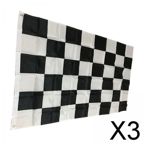 3xHanging Checkered Flag Rectangle Portable Banner for Indoor Decorative