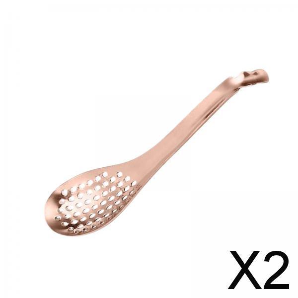 2xSpherification Spoon Stainless Small Slotted Spoons for Curry Sauces Cereals Rose Gold