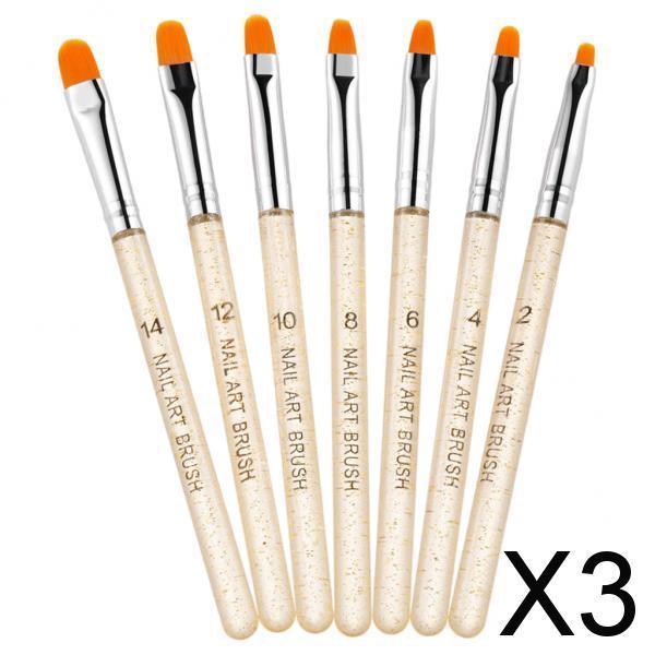 3x7Pcs UV Gel Nail Art Brush Pen Drawing Painting Leaves Salon Use Home Gold