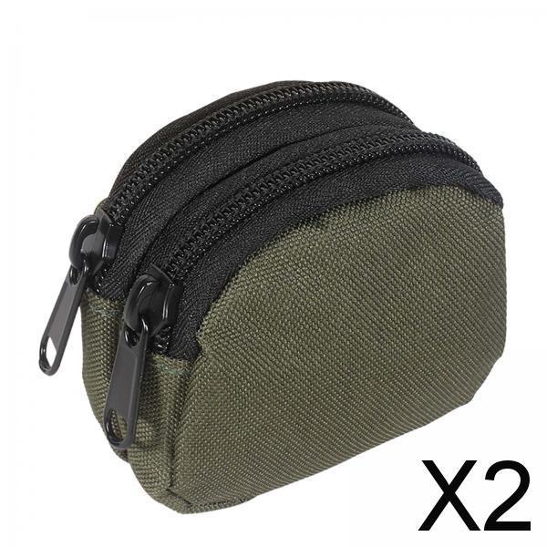 2xCoin Purse with Belt Loop Double Layer Waterproof Multifunctional Coin Pouch Green