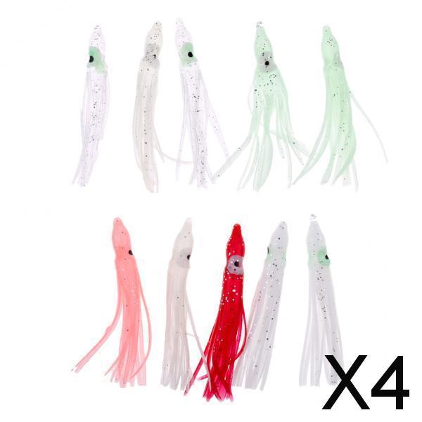 4x10pcs Squid Lure Soft Baits Octopus Squid Skirt Lure Sea Fishing Accessories