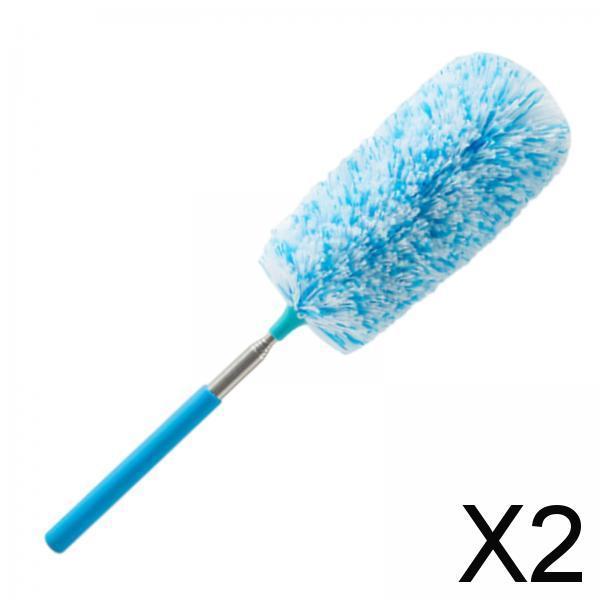 2xExtendable Microfiber Dusters Sturdy Washable Dusters for Cleaning Cobweb TV Blue White