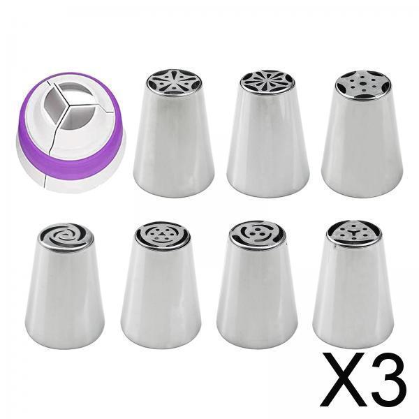 3xRussian Piping Tips Frosting Piping Kit DIY Piping Tips Set for Cookie 8Pcs