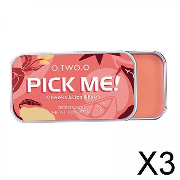 3x3-in-1 Lipstick Eye Shadow Blush Repairing Palette Monochrome Rouge Cream B