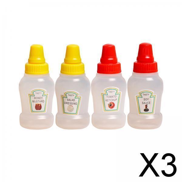 3xMini Tomato Ketchup Bottle Containers Bottle for Kitchen BBQ Outdoor 4 pcs set