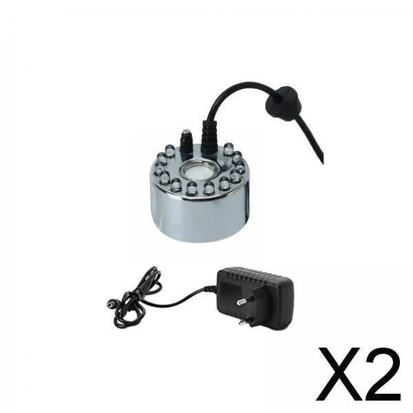 2xPond Fog Machine Atomizer Air Humidifier 12 LED EU 220V Plug Ultrasonic Mist