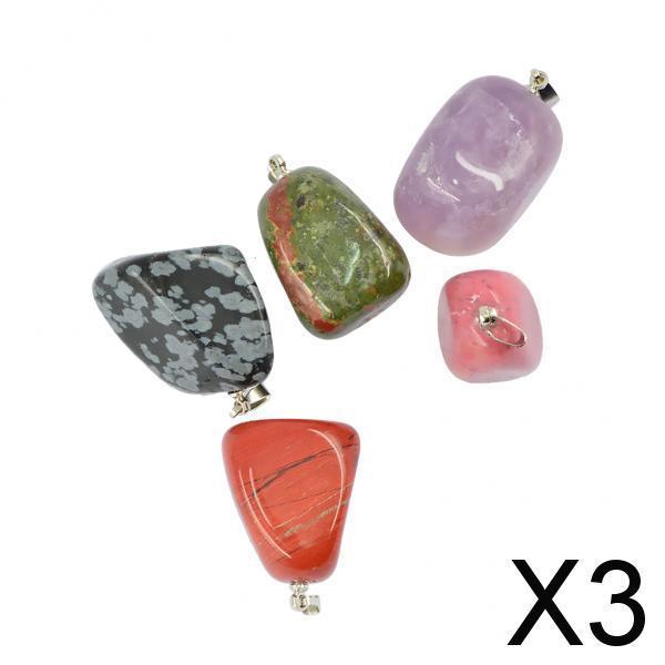 3x5Pcs Colorful Free Nuggets Shaped Gemstone Charms Beads Pendant DIY Making