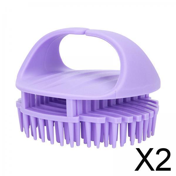 2xScalp Massager Shampoo Brush Hair Brush with Soft Silicone Bristles for Hair Violet