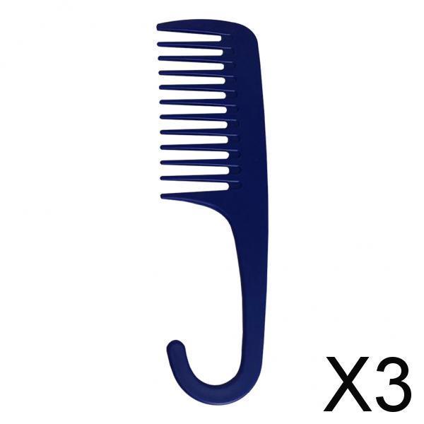 3xWide Tooth Comb Shower Comb With Hook for Long Wet Dry Hair Free blue