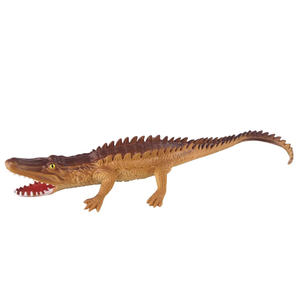 Toy Crocodile Plastic Tactile Figurine Model Alligator Nature Reptile Brown