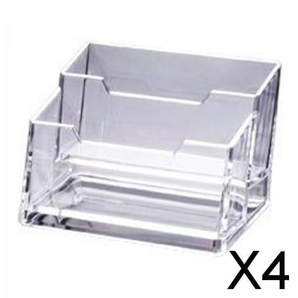 4xClear Business Card Holders Organizer for Desk Office Name Card 2 Grid