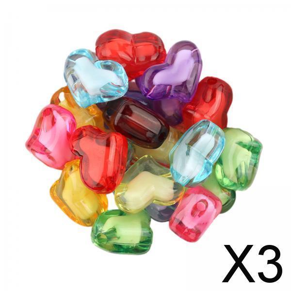 3xAcrylic Heart Beads Heart Shaped Beads for Beading Key Chains Jewelry Making Large 20pcs