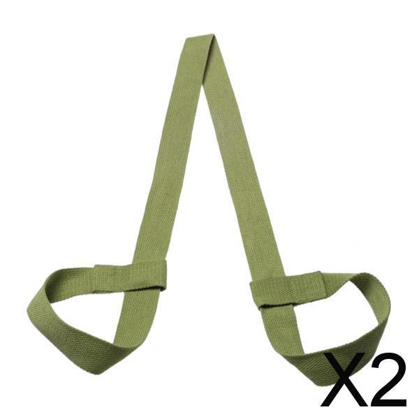 2xCotton Yoga Mat Strap Pilates Mat Carrier Fitness Stretchy Loop Green