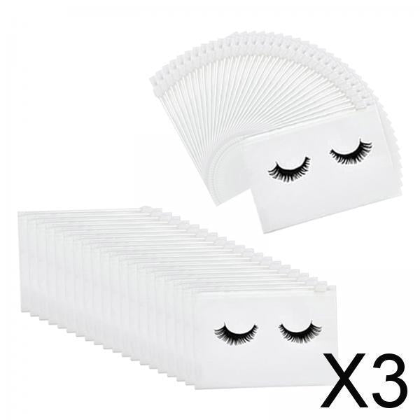 3x50 Count Lash Bags Eyelash Makeup Bags with Zipper Adorable 15x10cm White