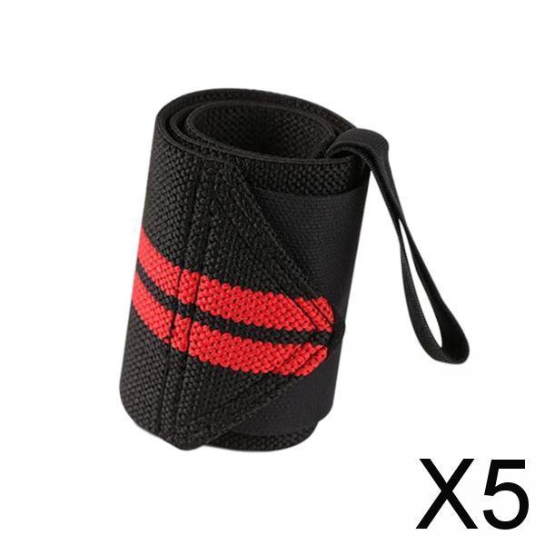 5xWrist Wraps Weightlifting Women Unisex for Weight Bearing Strain Working Out Red