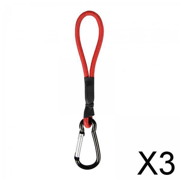 3xBungee Cord with Carabiner Hook Bungee Canopy Ties for Tarpaulin Tarps Tents Red