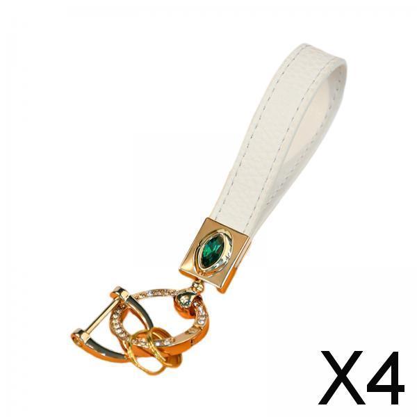 4xCar Fob Keychain D Ring Angel Eyes Keychain for Handbag Backpack Wallet white