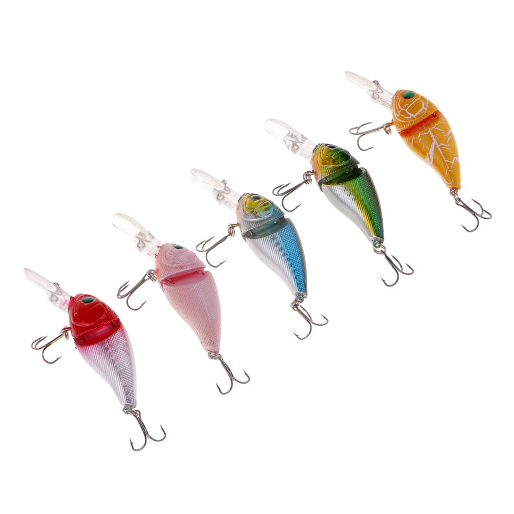 5pcs Minnow Fishing Lure Artificial Hard Bait Lifelike VIB Jointed Crankbait