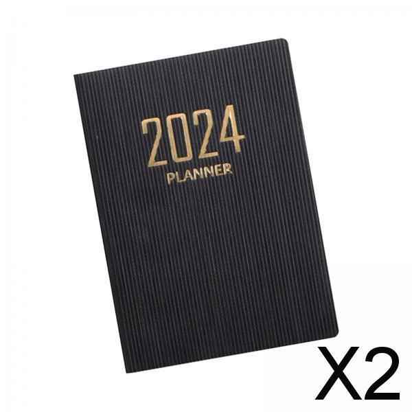 2xSchedule Notebook Monthly Planner Appointment Calendar Diary Journal Durable Black
