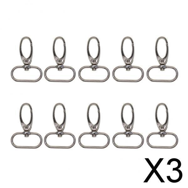 3x10 pieces Silver Swivel Lanyard Snap Hook with Key Rings Jewelry Findings