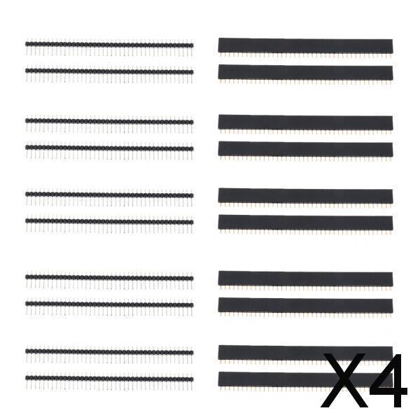 4x10 Pairs 40Pins 2.54mm Single Row Male Female Pin PCB Header Wire Connectors