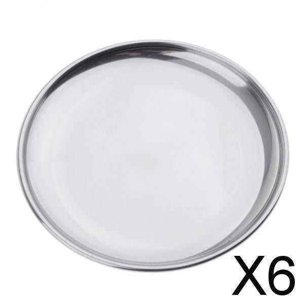 6xStainless Steel Round Plates 14CM