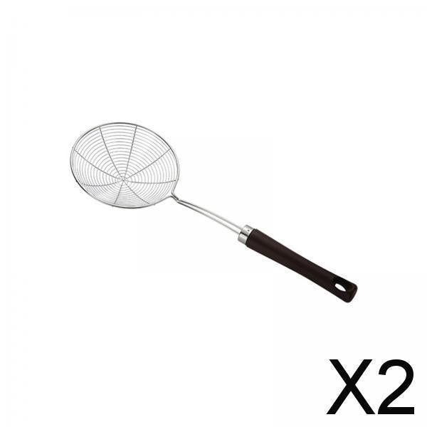 2xSkimmer Spoon with Handle Hot Pot Skimmer Spoon for Dumplings Noodles Frying 14cm