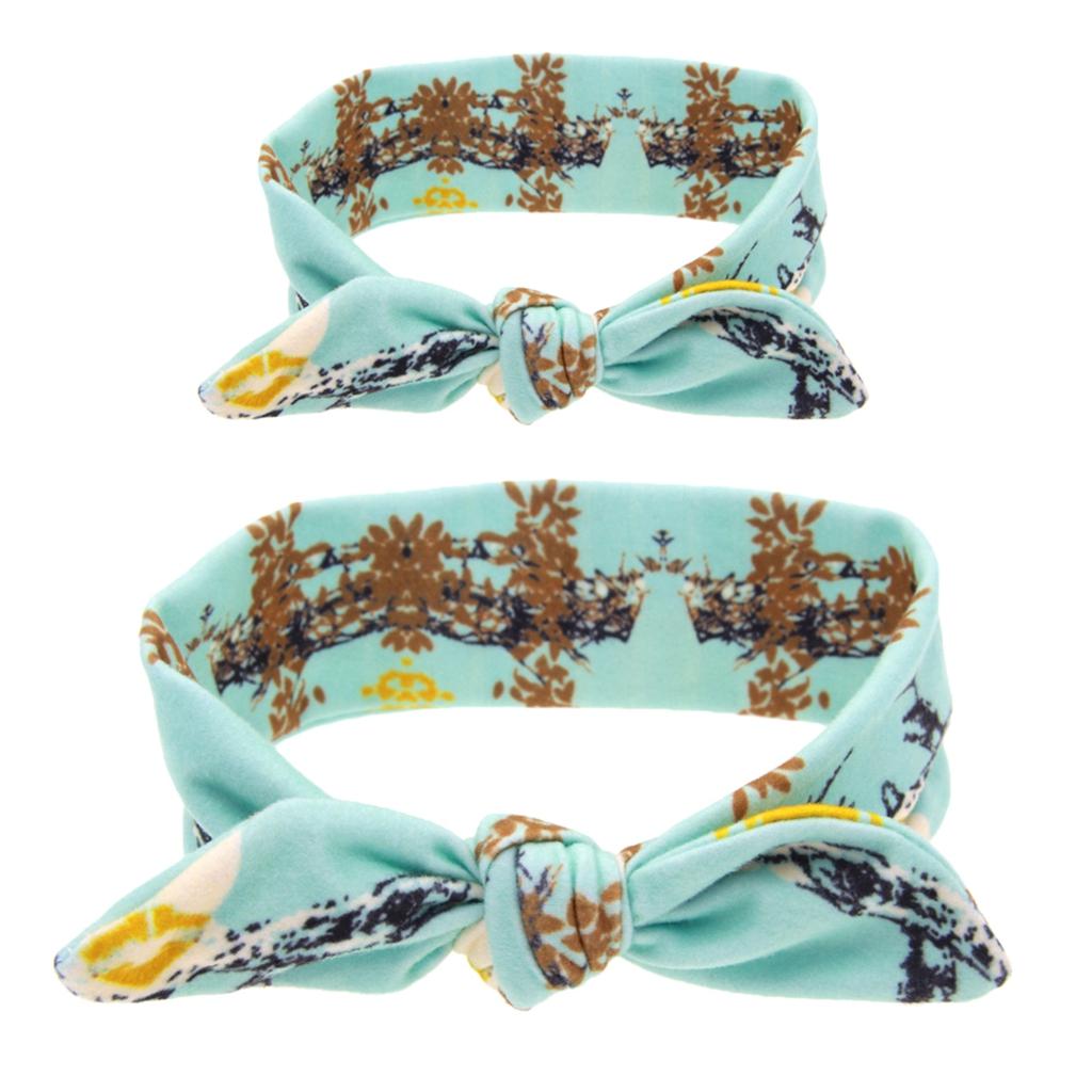 2Pcs Mom & Daughter Bow Knot Headband Hair Band Accessories Turquoise