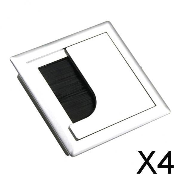 4x80mm Aluminum Grommet Cable Wire Hole Cover Holder for Computer Table Desk