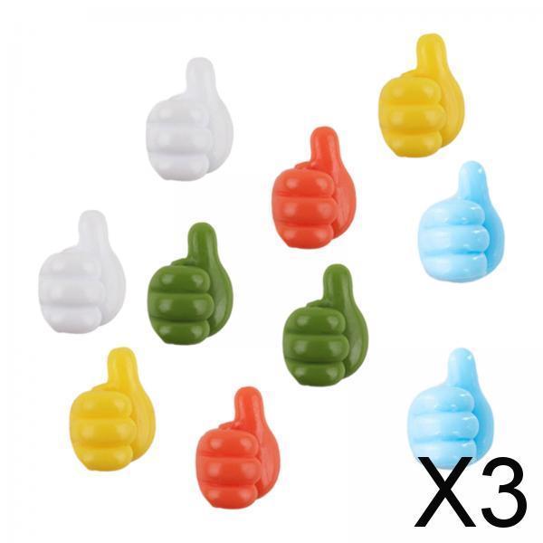 3xThumb Hooks Thumb up Shape Wall Hooks Thumb Cable Organizer Random Color 10 pieces