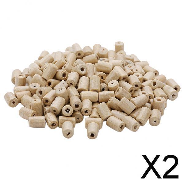 2x300pcs Natural Wooden Tube Bead DIY Jewelry Making Sewing Crafts Decors