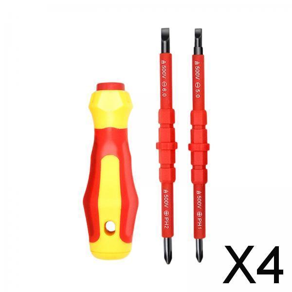 4xInsulated Screwdriver Set Slotted and Square Tips for RC Car Computer Repair