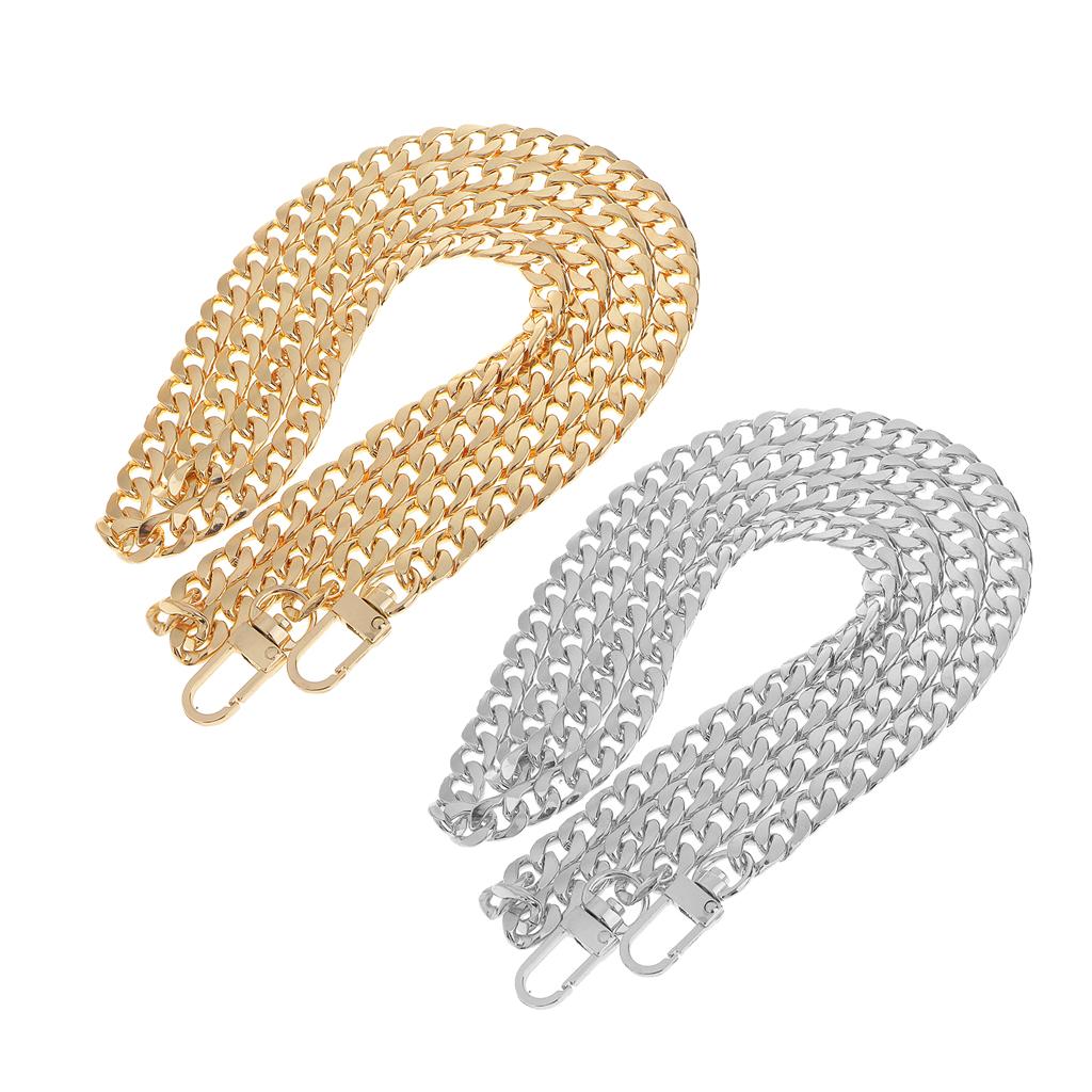 2 Pieces Handbag Purse Replacement Chain Set with 2 Buckles Gold and Silver