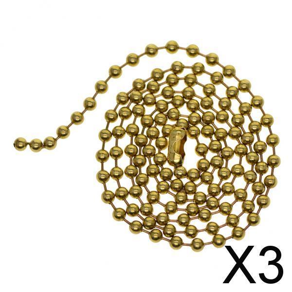 3x1Strand Brass Round Beads Ball Chain Connecor for Jewelry Making 20inch