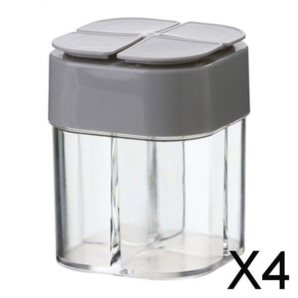 4xSpice Jar Seasoning Bottle Box Condiment Storage Container for Kitchen Gray