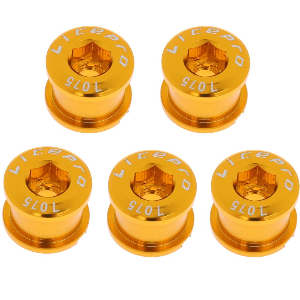 5Pcs Bike Chainwheel Bolt Bicycle Single Chain Wheel Crank Arm Screw Gold