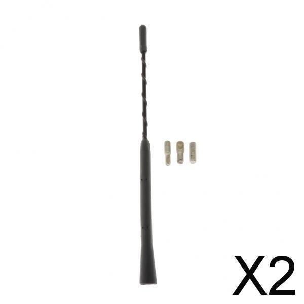 2xCar Roof Mast Whip Amplified Radio AM/FM Aerial Antenna w/ 3 Screws 9inch