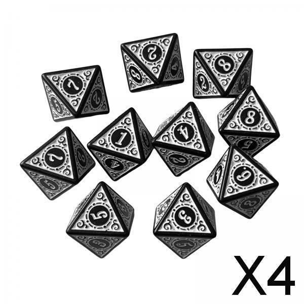4x10Pcs 15mm Dices Acrylic Party Game Dices 8 Sided Dices Set for Party KTV White