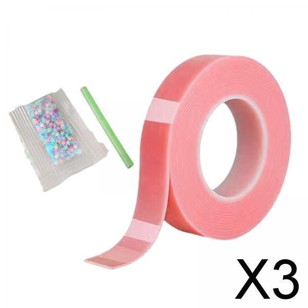 3xNano Mounting Tape Funny for Educational Toy Adults Classroom DIY Craft 1mmx3cmx1m pink